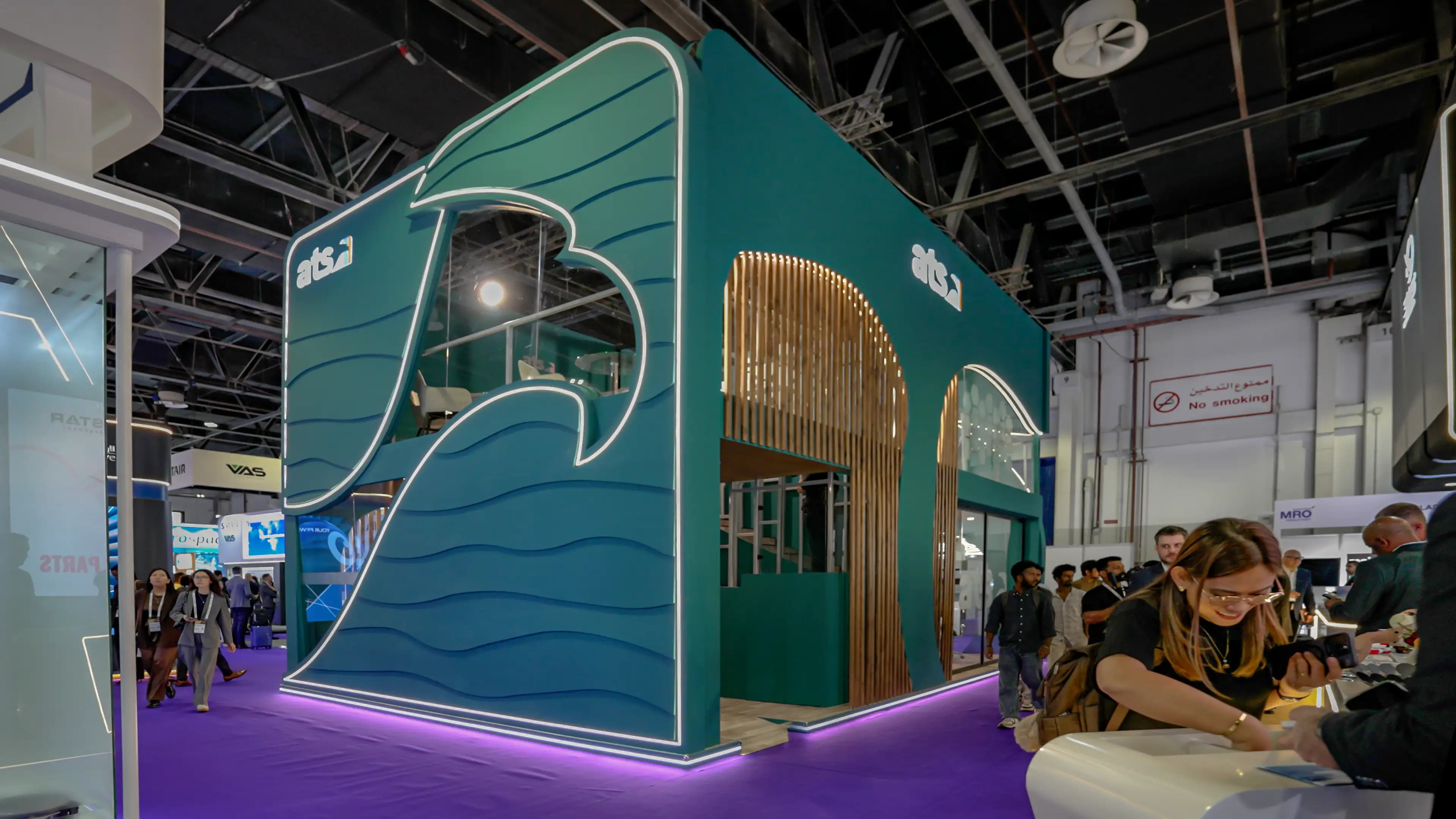 Custom double-decker exhibition stand built at Dubai World Trade Centre